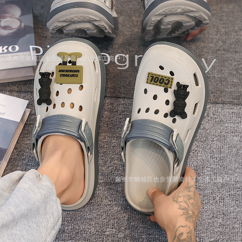 Zapatos con agujeros de suela gruesa transfronteriza modelos de pareja zapatos de playa de suela blanda con sensación de mierda para llevar sandalias y zapatillas para llevar zapatos de hombre ligeros y transpirables