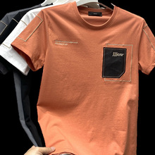 外贸剪标大牌t恤男短袖高端纯棉清仓捡漏男装刺绣百搭圆领上衣服