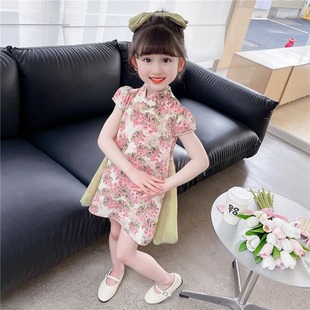 2025 Summer Cheongsam Short Skirt Girls Floral Skirt Summer New Style Baby Girl Fashionable Princess Skirt Girls Skirt