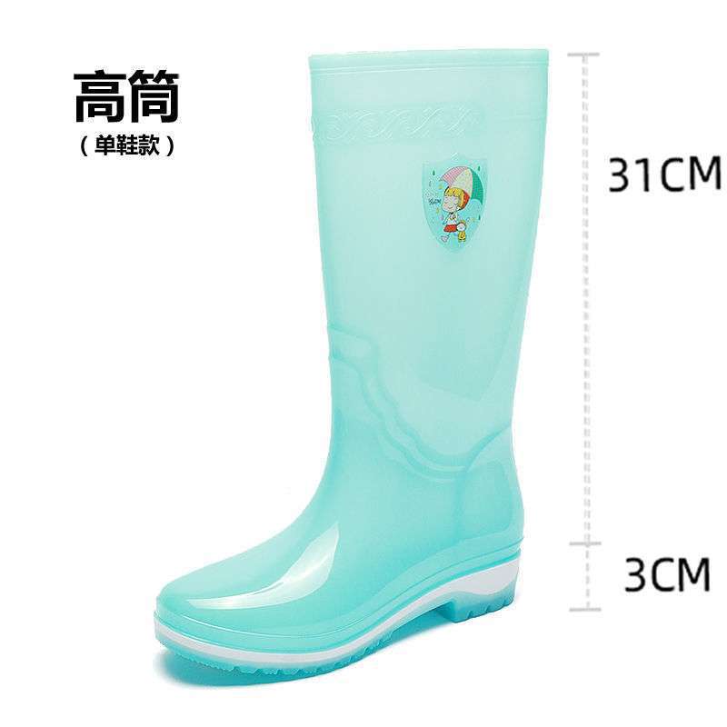 Botas de lluvia para mujer, botas de lluvia de tubo largo y alto, zapatos de goma transparentes de moda para adultos coreanos, botas impermeables, zapatos de trabajo antideslizantes image 7