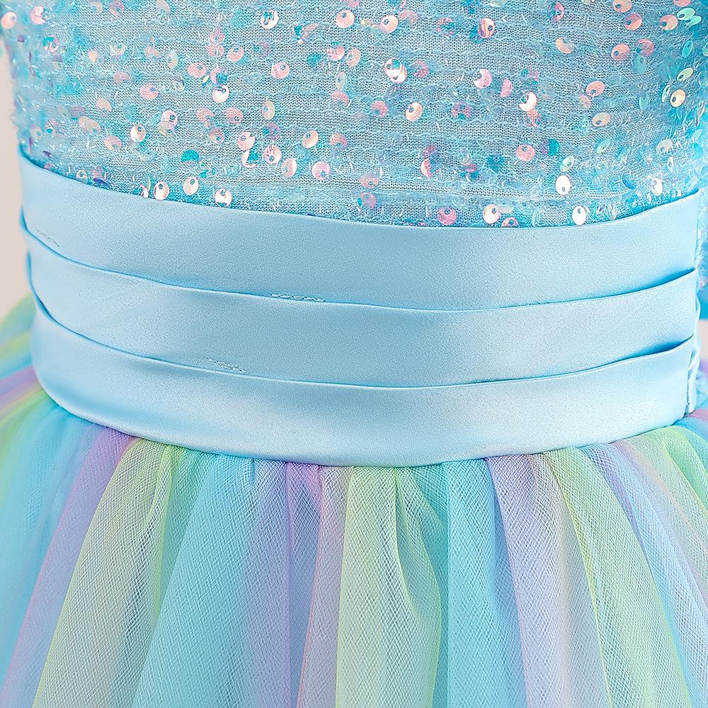 Comercio exterior niños vestido de lentejuelas vestido de novia puff manga colorido 61 coro rendimiento mullido hilo princesa vestido