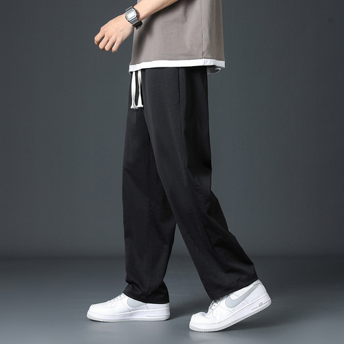 Men's Spring Trend Loose Straight Leg Wide Leg Long Pants, Japanese Retro Sport Spring Autumn Casual Pants