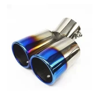 Car muffler — Pipe Muffler Tail Pipe Exhaust - one-out-of-two-grilled-blue-curved-style