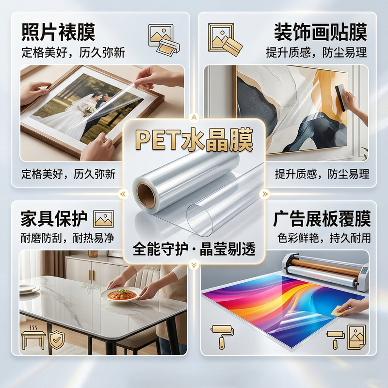 Studio-Grade Pet Crystal Cold Laminating Film, High Rigidity Anti-Curling Screen Protection Film, Outdoor Weather-Resistant and Non-Yellowing Studio-Grade Pet Crystal Cold Laminating Film, High Rigidity Anti-Curling Screen Protection Film, Outdoor Weather-Resistant and Non-Yellowing