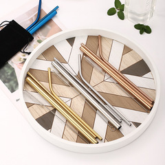 304 stainless steel reusable straw environmental circulation metal drinking straw bendable household milk tea large straw cocktail straw