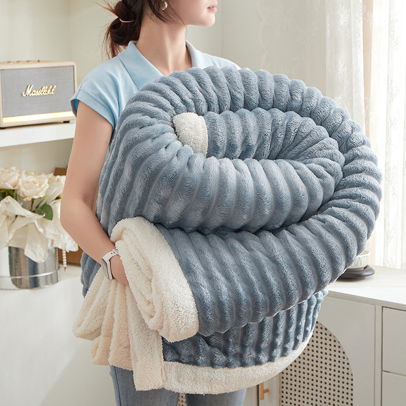 Comercio exterior amazonas gruesa manta de cordero de peluche cálida sofá de peluche siesta manta de peluche fría