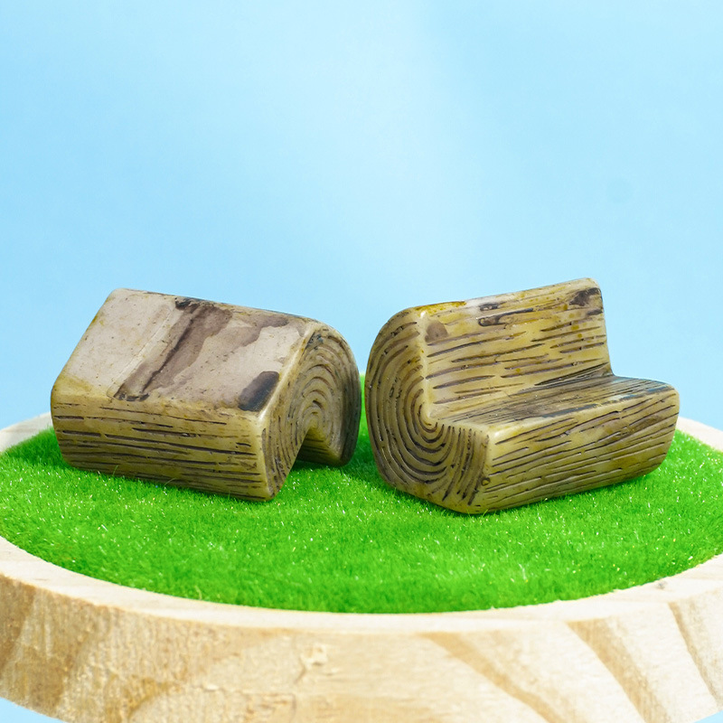 Micro paisaje pequeños escalones casa puente de madera decoración mini decoración de resina decoración jardín de carne timón de barco