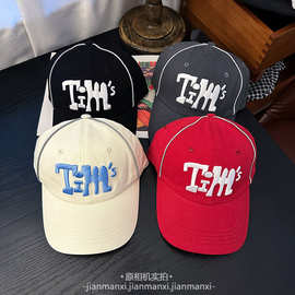 亲子款春夏软顶立体刺绣棒球帽反光条休闲百搭透气男士鸭舌帽子女