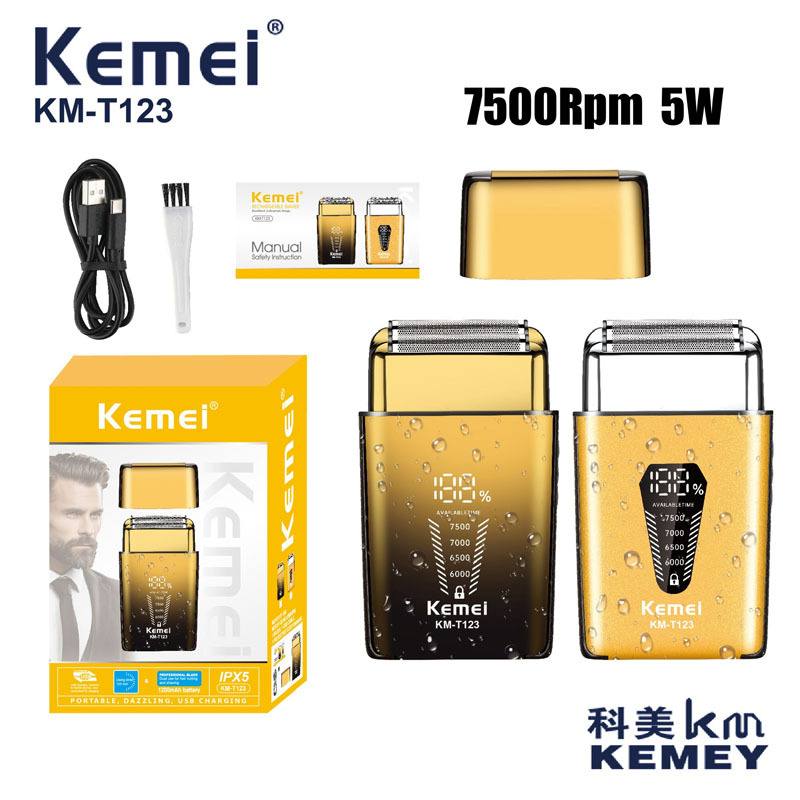 Komei recíproca afeitadora KM-T123 afeitadora eléctrica de alta gama para hombres afeitadora digital compacta y portátil