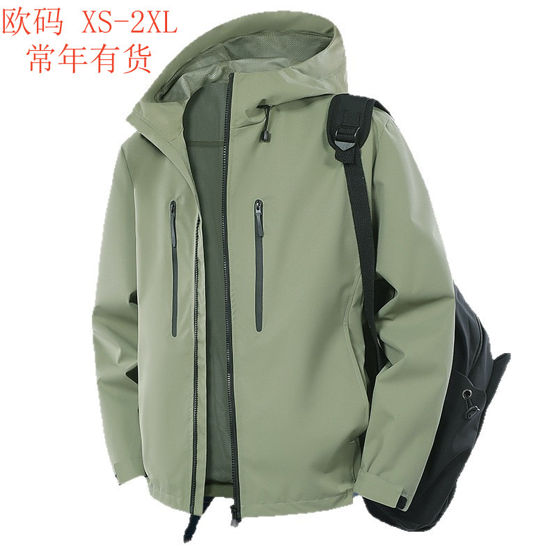 European and American Cross-Border Men's Casual Outdoor Jackets, Autumn and Winter Hooded Waterproof Jackets, Amazon Ozon Manufacturer