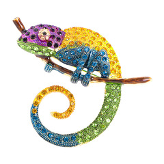 New diamond-encrusted color chameleon brooch cross-border foreign trade oil painting animal rhinestone lizard brooch brooch accessories