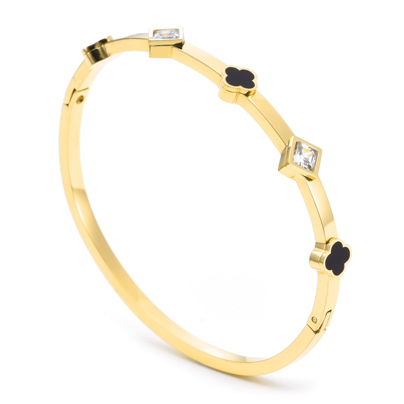 Pulsera de trébol de cuatro hojas geométrico dorado