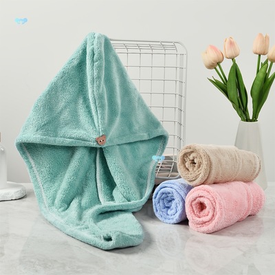 4pcs Of Women's Dry Hair Cap: Solid Color Thickened Quick