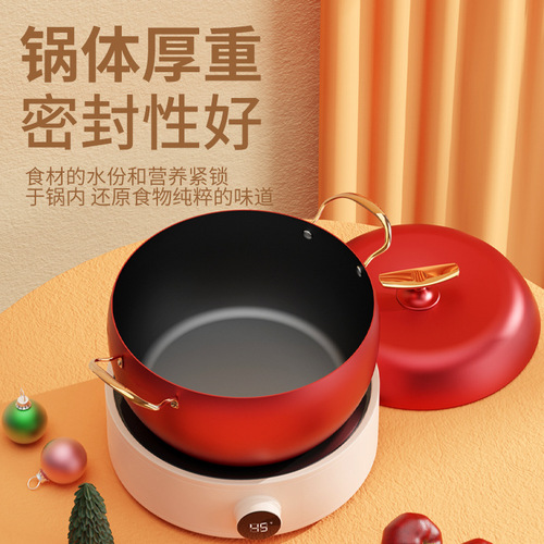 Gift new household apple soup pot health pot insulated double-eared pot large capacity non-stick non-pick stove universal