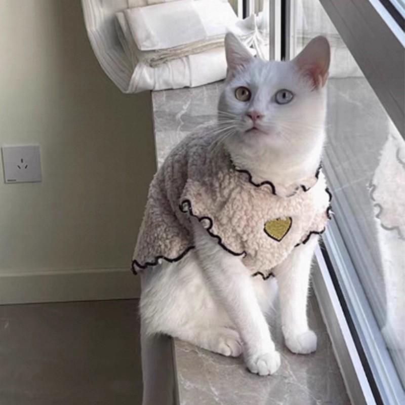 Ropa de gato de invierno nuevo chaleco de cordero cálido lindo chaleco de encaje gato sin pelo Devince Sphinx algodón