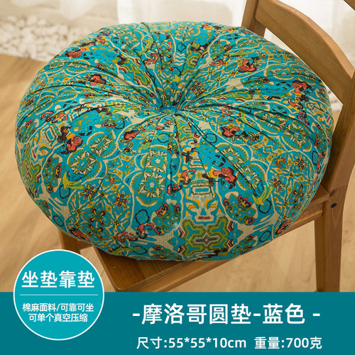 Amazon cotton and linen fabric floor cushion futon tatami mat large round cushion thickened square chair cushion