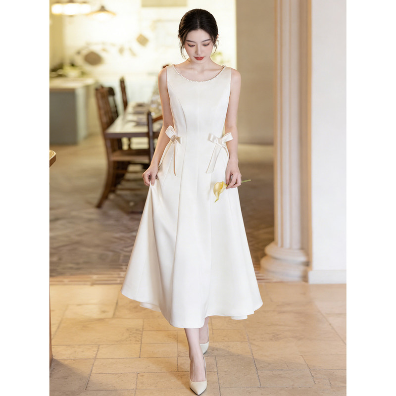 French-Style Toast Dress, Bride's Engagement Dress, Registration White Dress, Light Wedding Dress for Reception, Daily Commuting Dress French-Style Toast Dress, Bride's Engagement Dress, Registration White Dress, Light Wedding Dress for Reception, Daily Commuting Dress
