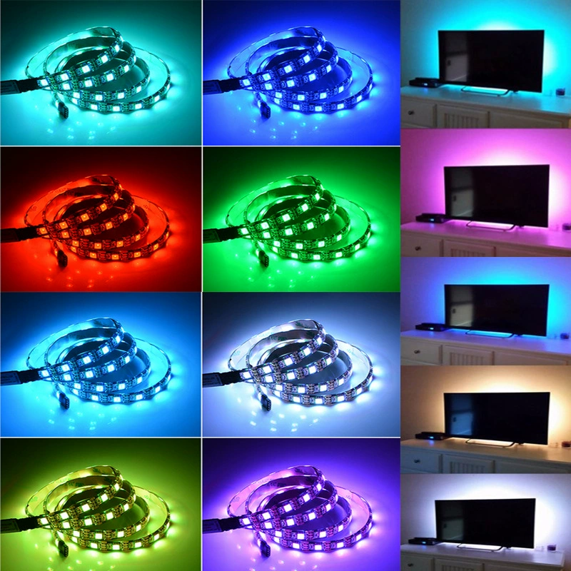 Светодиодная RGB лента 5В, 2835 и 5050, USB гибкая — 1–10 м, 30/60 свет/м, 3-кн/24-кн/BT контроллеры