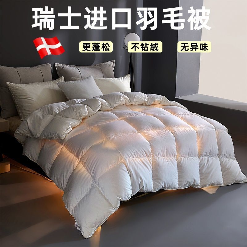 进口羽绒被95白鹅毛被子冬季加厚保暖冬被单双人春秋被芯棉被批发