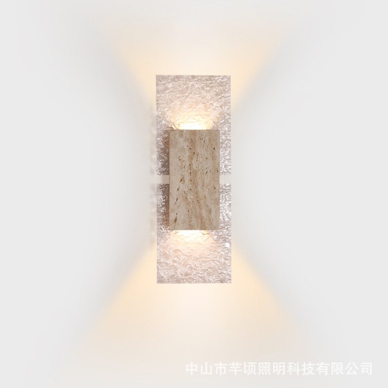 北欧复古黄洞石日式侘寂风卧室床头壁灯客厅背景墙民宿茶室过道灯|undefined