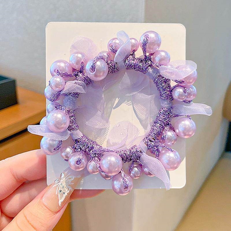Moda nueva alta sensación de cabello de perla nueva línea de cabello de alta gama de cabello de cabello de mujer bola de cabello anillo de cabello flores