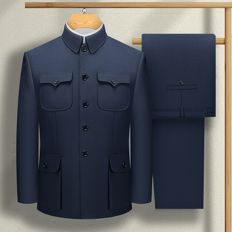 Men's Suit Set for Middle-Aged and Elderly, Spring and Autumn Jacket, Dad's Outfit, Traditional Men's Clothing, Grandpa's Suit Men's Suit Set for Middle-Aged and Elderly, Spring and Autumn Jacket, Dad's Outfit, Traditional Men's Clothing, Grandpa's Suit