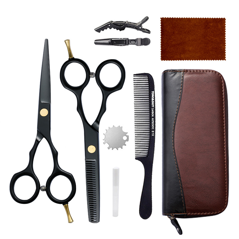 Juego de tijeras de peluquería de 6 pulgadas, acero inoxidable 440C, tijeras planas, tijeras de entresacar, herramienta para flequillo, tijeras de peluquería Amazon