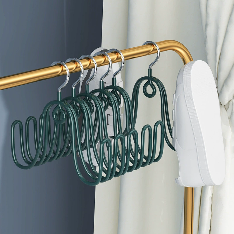 Household wall-mounted shoe rack for drying shoes, outdoor balcony shoe rack with hooks, outdoor sandal rack