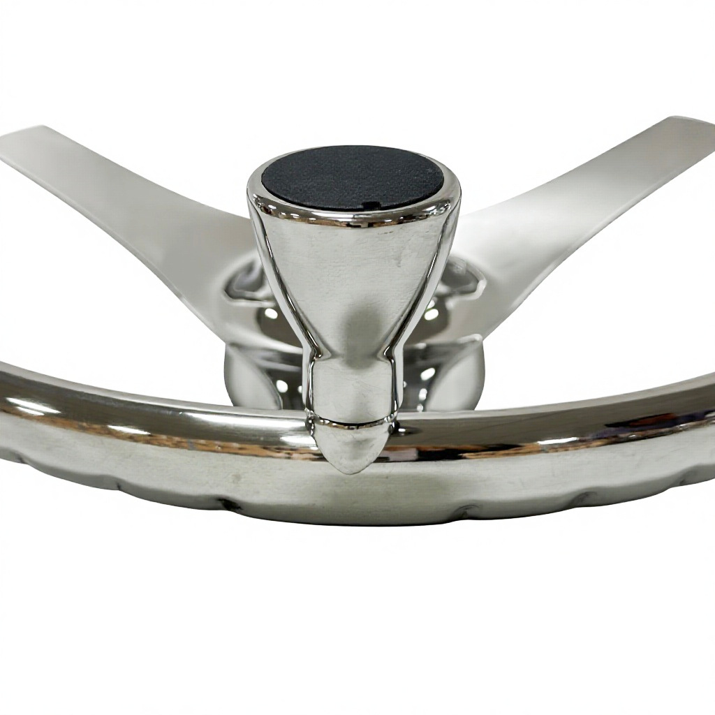 3-spoke stainless steel 304 yacht steering wheel, marine steering wheel with power assist knob, ship rudder wheel