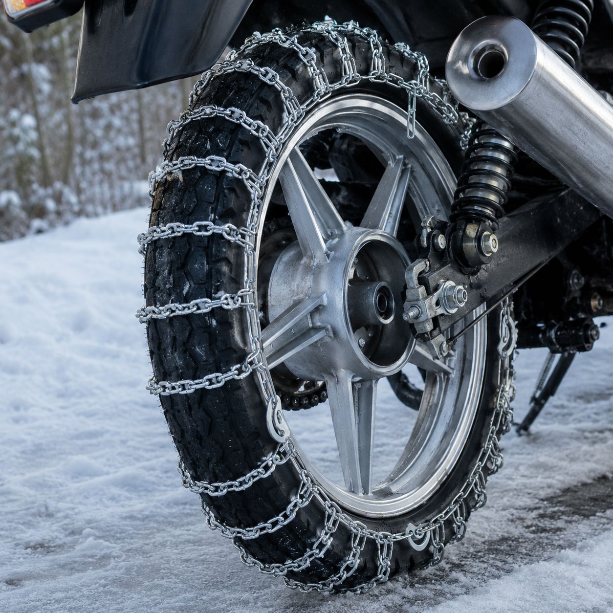 Two-Wheeled Motorcycle Anti-Skid Chains, Thickened and Encrypted, for Mud, Mountain Roads, and Snow, Electric Vehicle Tire Anti-Skid Chains Manufacturer