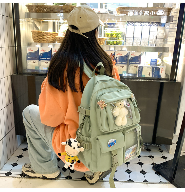 637g Weight Polyester Lining Material Zipper Closure Type School Occasion Nylon Material Solid Color Pattern Women'S Gender Square Shape White, Pink, Green, Blue, Black Color Large Size Wholesale Large Capacity Bear Backpack Nihaojewelry 8