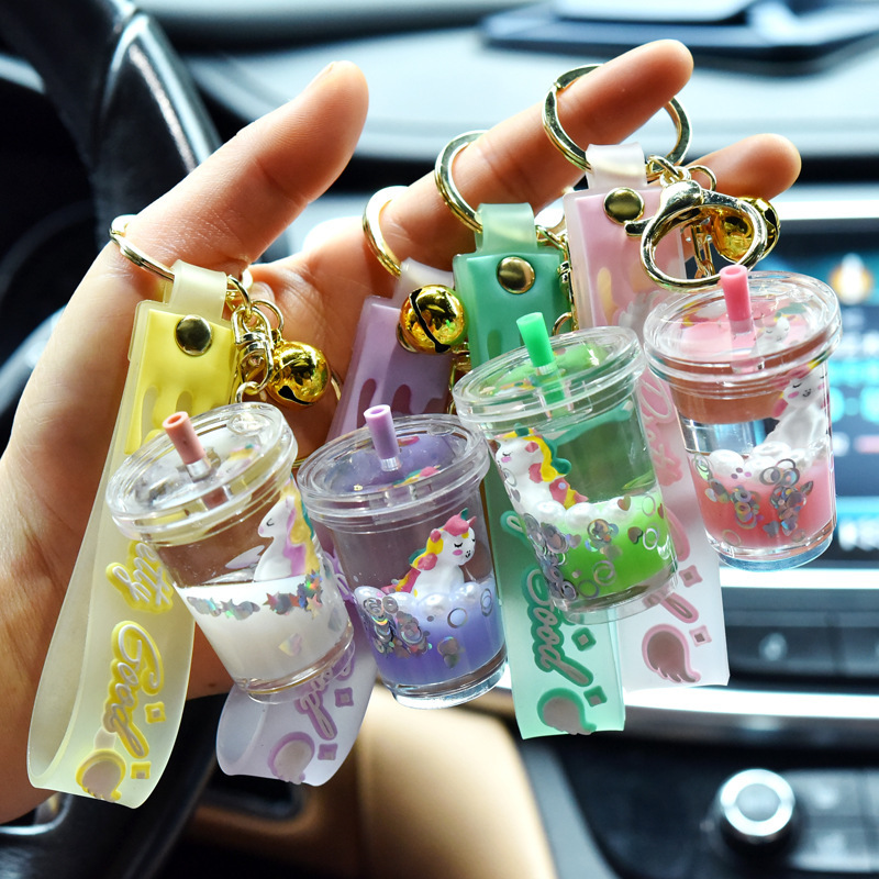 K-Style of Liquid Quicksand Unicorn Oil Keychain Pendant Car Key Ring Chain Creative Couple Gift K-Style of Liquid Quicksand Unicorn Oil Keychain Pendant Car Key Ring Chain Creative Couple Gift
