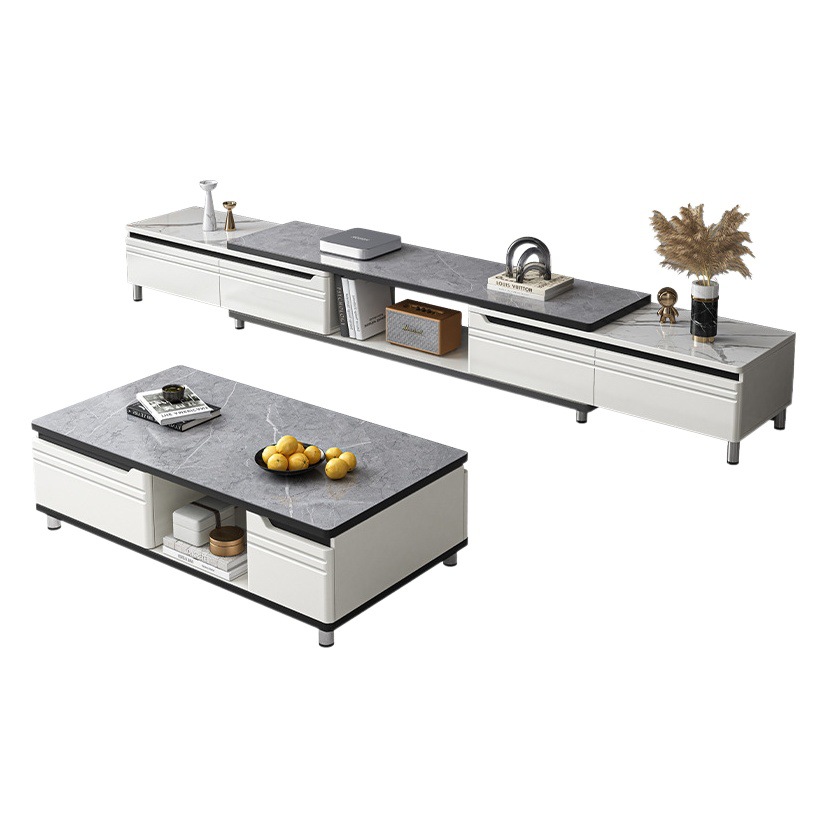 TV gabinete mesa de café combinación pequeño apartamento sala de estar TV gabinete simple moderno nórdico retráctil Luz de lujo TV gabinete