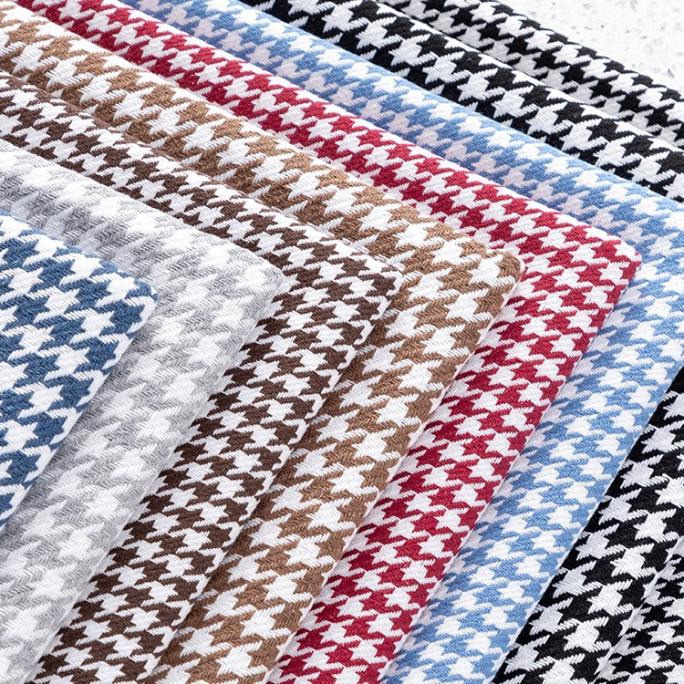 千鸟格布料格子布棉麻面料自己做加厚桌布沙发布高端老粗布沙发套