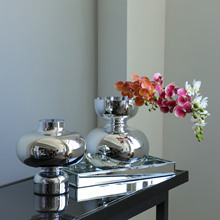 吕林霞新品银色玻璃花瓶葫芦形软装装饰工艺品摆件家居轻奢插花瓶