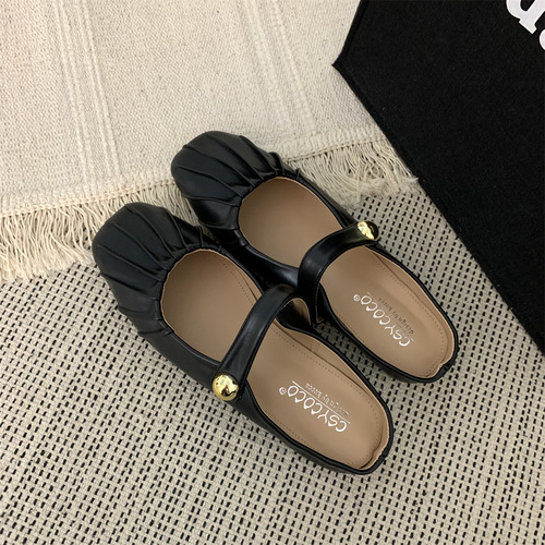Silver flat toe toe half slippers for outer wear 2024 new summer mom Mary Jane Muller women's sandals single shoes