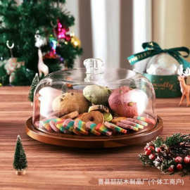 木质蛋糕托盘带盖可旋转水果甜品盘聚餐派对纸杯蛋糕甜品架熟食盘