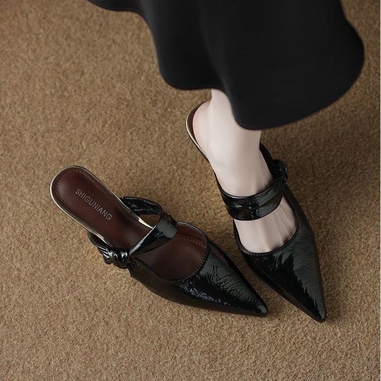 Women's slippers heels wedge heel with pointed closed toe