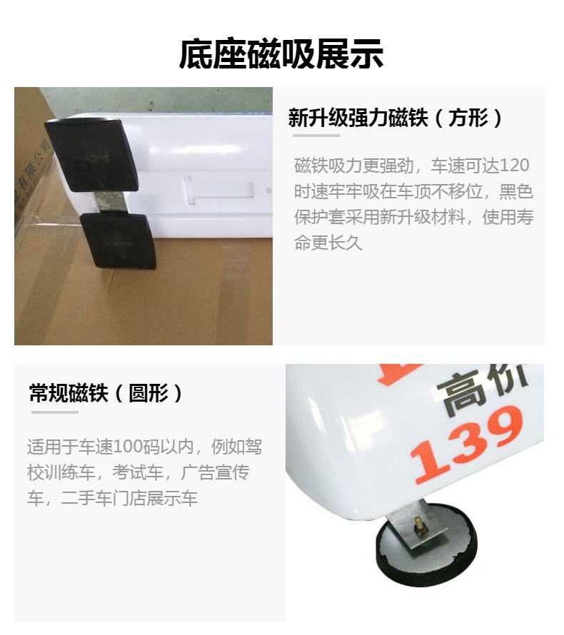 Foreign Trade Cross-Border Taxi Led Advertising Light Taxi Light Rechargeable Magnetic Taxi Light Led Car Light