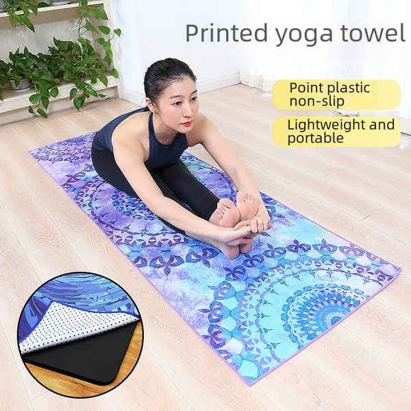 Xuanlin Non-Slip, Sweat-Absorbent, Machine-Washable Silicone Professional Portable Digital Printed Dirt-Resistant Microfiber Yoga Mat Towel