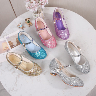 Children's High-heeled Shoes Spring and Autumn Fashion New Princess Shoes Student Performance Shoes Large Children's Girls Small Leather Shoes