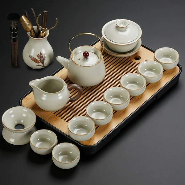 Tea cup, set, rectangular red (black) tea, 13 pieces