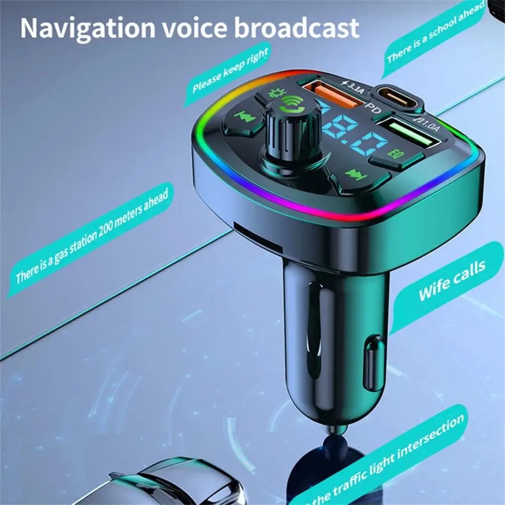 Cross-Border E-Commerce Manufacturer Direct Sales Car Bluetooth Mp3 Player Hands-Free Call Voice Broadcast Pd Fast Charging U Disk