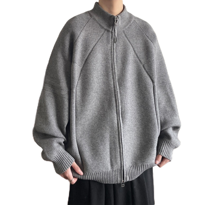 Explosiones transfronterizas de tamaño europeo suéter de cremallera doble chaqueta cardigans chaqueta suéter de punto fábrica de negocios al por mayor