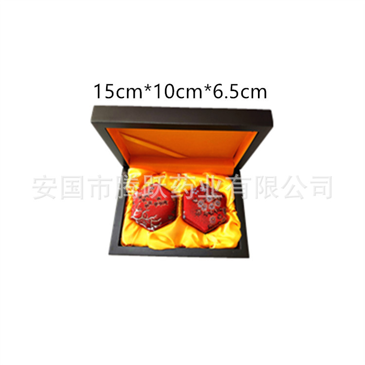 Hexagonal Brocade Wooden Gift Box 2 Pack Empty Pill Storage Case for Herbal Pills and Jewelry key features