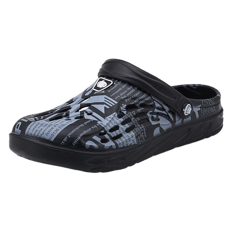 Zapatos de agujero de los hombres zapatillas de moda al aire libre sandalias personalizadas de doble uso hogar cómodo verano cerrado toe sandalias de playa