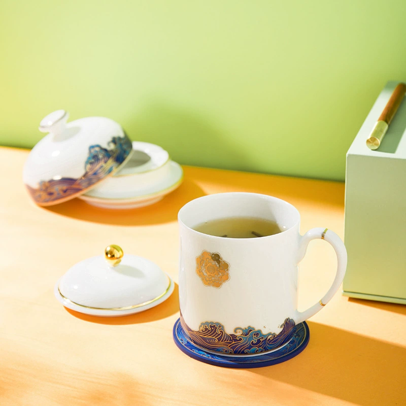 Gift box for office, ceramic tea cup, ashtray, creative rollerball pen