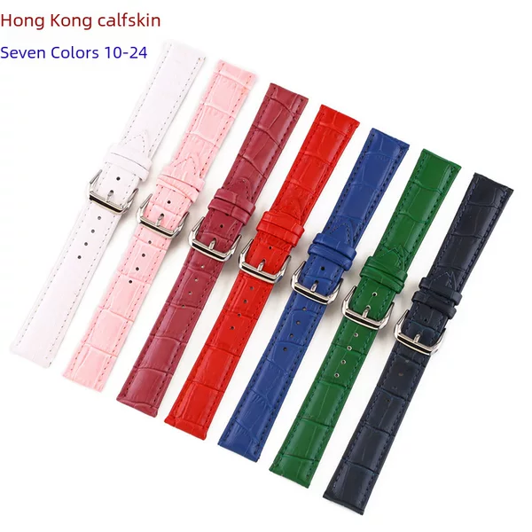 Factory wholesale men's and women's bamboo waterproof leather strap red White blue purple powder substitute apple watch strap