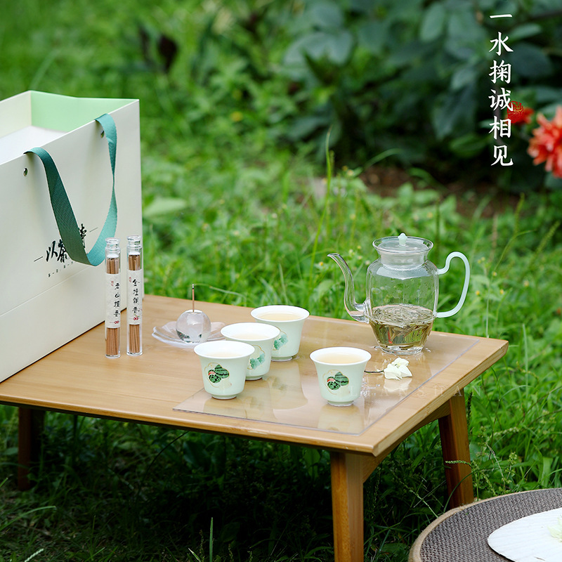 2024绿茶器新款高硼硅玻璃六方壶一壶四杯功夫茶具香器套组礼盒装