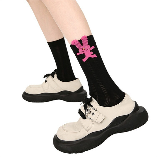 Elegant Renaissance Hollowed-Out Women's Mid-Calf Summer Thin Mesh Ventilated 3D Animal Cute Teenage Long Socks
